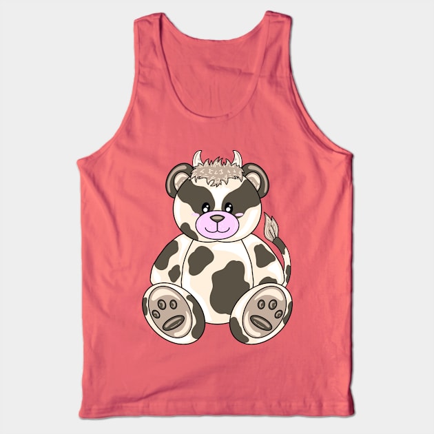 Cow Bear With Blue Background Tank Top by missmann